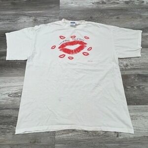 Vintage 90s Tultex Lots of Kisses Bag O Kisses White Red Mens XL Graphic T-Shirt